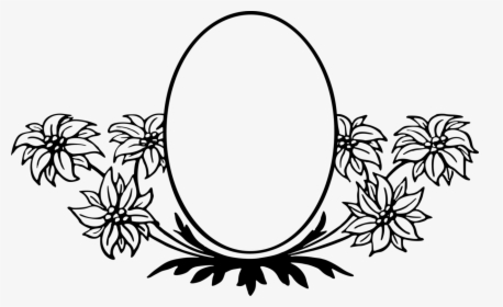 Symmetry,monochrome Photography,oval - Flower Border Design Clipart Black And White, HD Png Download, Free Download