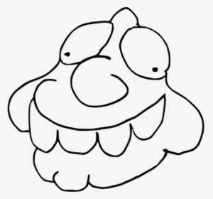 Cartoon Big Toothed Monster Line Vector Drawing - Clip Art, HD Png Download, Free Download