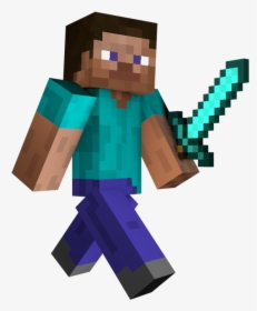 Minecraft Steve-5 - Minecraft Steve With Sword, HD Png Download, Free Download
