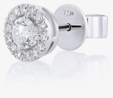 Halo Round Diamond Stud Earrings In 18k White Gold - Earrings, HD Png Download, Free Download