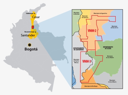The Area Includes Parts Of The Cesar And Santander - Mapa De Colombia Vector, HD Png Download, Free Download