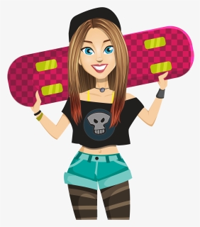 Cartoon Skater Girl, HD Png Download, Free Download