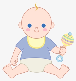Baby And Rattle Cartoon - Baby With Rattle Clipart, HD Png Download, Free Download