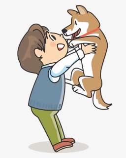 Man Dog Pet Clipart - 犬 を 抱き上げる イラスト, HD Png Download, Free Download