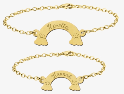 Golden Mother And Daughter Bracelets With Rainbows - Gouden Dames Armband Letter, HD Png Download, Free Download