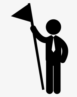 Business Man With Triangular Flag On A Pole Comments - Business Stick Man Png, Transparent Png, Free Download