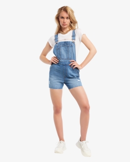 Denim Short Overall In Colour Citadel - Girl, HD Png Download, Free Download