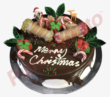 Christmas Theme Chocolate Cake, HD Png Download, Free Download