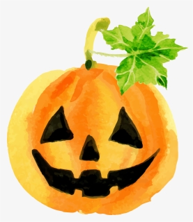 Pumpkins Vector Watercolor - Watercolor Halloween Pumpkin Free, HD Png Download, Free Download