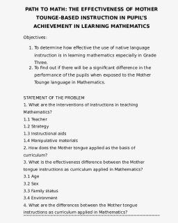 Statement Of The Problem About Mathematics, HD Png Download, Free Download