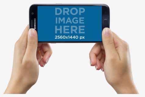Android Phone In Hand Landscape, HD Png Download, Free Download