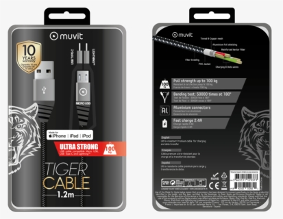 Muvit Tiger 3 In 1 Cable Usb/micro Usb/type C/lightning - Muvit Tiger Cable, HD Png Download, Free Download