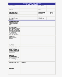 Mental Health Care Plan Form, HD Png Download, Free Download