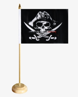 Pirate With Bloody Sabre Table Flag - Pirate Flag, HD Png Download, Free Download