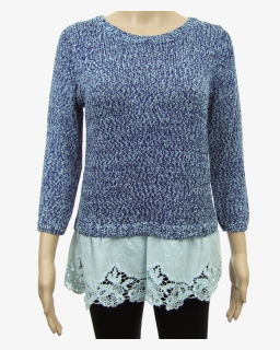 Cotton Rich Broderie Hem 3/4 Sleeve Jumper - Sweater, HD Png Download, Free Download