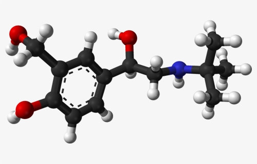 R Salbutamol From Xtal 3d Balls - Salbutamol 3d Structure, HD Png Download, Free Download