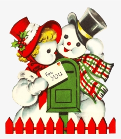 Snowmen Clip Art Sending Christmas Cards - Sending Christmas Cards Clipart, HD Png Download, Free Download