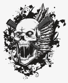 Illustration,graphic Character,black And White,graphics,ink,skull - T Shirt Free Design Png, Transparent Png, Free Download