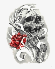 Download Free Tattoo Png Transparent Images Transparent - Roses Skull Tattoo Design, Png Download, Free Download