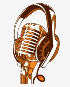 Microphone Artist Poster Work Of Art - Microphone And Headphones Clipart, HD Png Download, Free Download