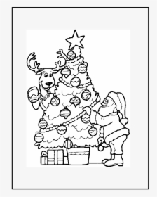 Christmas Tree With Santa Coloring Page, HD Png Download, Free Download