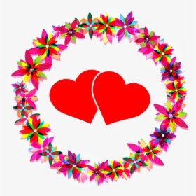Flowers Hearts Love Wreath Frame Circle - Bingkai Bunga Lingkaran, HD Png Download, Free Download