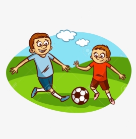 Soccer Playing Transparent Png - Dad And Son Playing Soccer Cartoon, Png Download, Free Download
