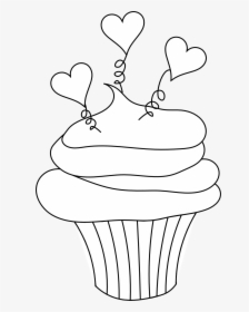 Cupcake Black And White Cupcake Outline Clipart Black - Valentines Day Cupcake Coloring Page, HD Png Download, Free Download