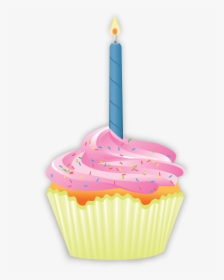 Cupcake Free Png Image - Transparent Background Cupcake With Candle Clipart, Png Download, Free Download