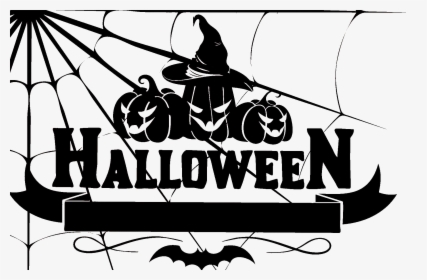 Free Halloween Sign With Jack O Lanters And A Bat Png - Halloween Png, Transparent Png, Free Download