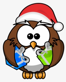 Owl, Santa, Animal, Bird, Christmas, Funny, Gift - Owl Christmas Clip Art, HD Png Download, Free Download