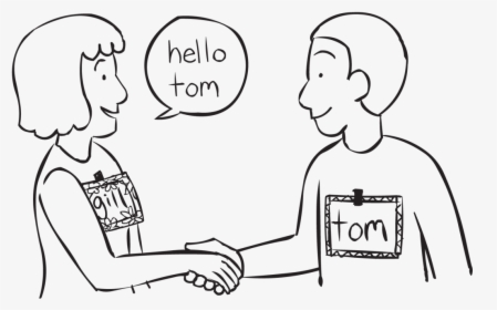Two People Shaking Hands In A Fun Get To Know You Name - People Shaking Hands Drawing, HD Png Download, Free Download