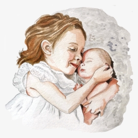 Two Girls Watercolor, HD Png Download, Free Download