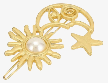 #hairpin #accessory#moon #sun #star #gold #headpiece - Gold Hair Pin Png, Transparent Png, Free Download