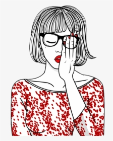 Transparent Tumblr Outlines Png - Dibujo Chica Con Lentes, Png Download, Free Download
