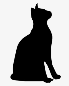 Attentive Cat Silhouette - Cat Silhouette Sitting Transparent, HD Png Download, Free Download