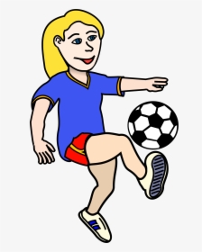 Soccer Playing Girl Coloured Clip Arts - Playing Football Clipart Black And White, HD Png Download, Free Download