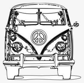 Vw Bus Bulli Black White Line Art Scalable Vector Graphics - Volkswagen Bus Coloring Pages, HD Png Download, Free Download
