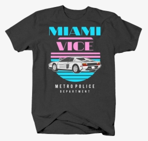 Miami Vice Squad Racecar Metro Police Department Tv - Miami Vice Testarossa T Shirt, HD Png Download, Free Download