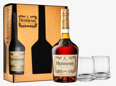 Blended-whiskey - Hennessy Vsop With Glasses, HD Png Download, Free Download