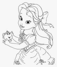 Belle Coloring Pages Little Belle Coloring For Kids - Baby Princess Belle Coloring Pages, HD Png Download, Free Download