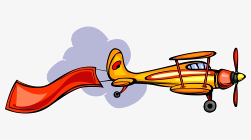Vector Illustration Of Biplane Fixed-wing Aircraft - Transparent Background Airplane With Banner Clip Art, HD Png Download, Free Download