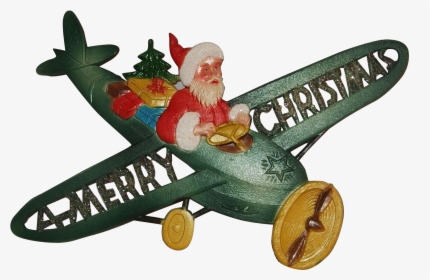 Santa Flying His Plane With A Merry Christmas Banner - Model Aircraft, HD Png Download, Free Download