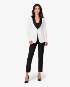 White Polyester Tuxedo - Black And White Suit Woman, HD Png Download, Free Download