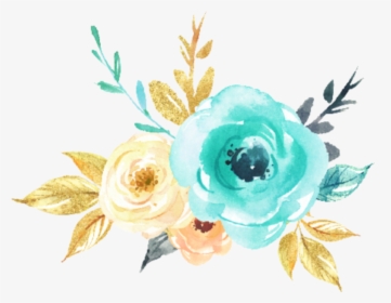 #watercolor #flowers #mint #gold #silver #grey #teal - Mint Green Watercolor Flowers, HD Png Download, Free Download