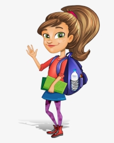 Student Cartoon Clip Art - Girl Student Clipart Png, Transparent Png, Free Download