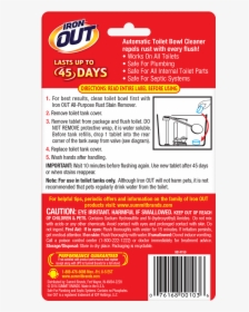 Iron Out® Automatic Toilet Bowl Cleaner Package Back - Toilet Cleaner, HD Png Download, Free Download