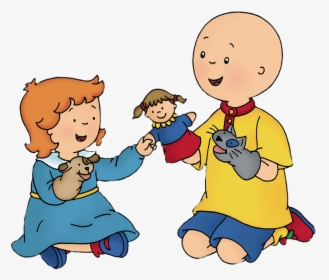 Caillou And Rosie Playing With Hand Puppets - Boy Playing With Hand Puppet, HD Png Download, Free Download