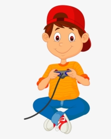 Playing Video Games Png - Cartoon Playing Video Game, Transparent Png, Free Download