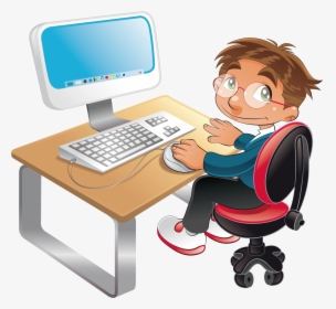 Sitting In Front Of Computer Png - Advantage Of Computers In Students, Transparent Png, Free Download